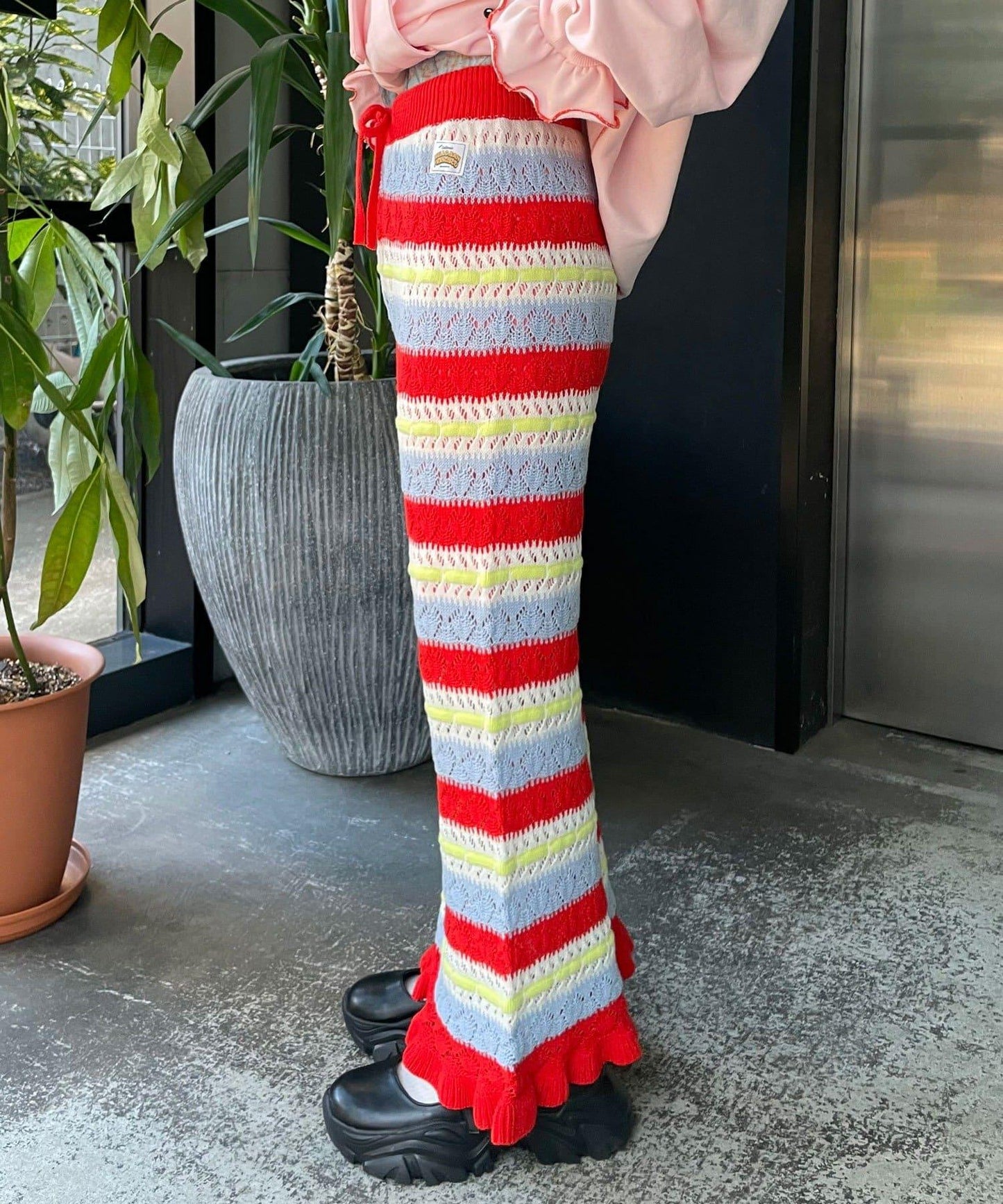 HELLO.SANFRANCISCO 鏤空條紋針織褲