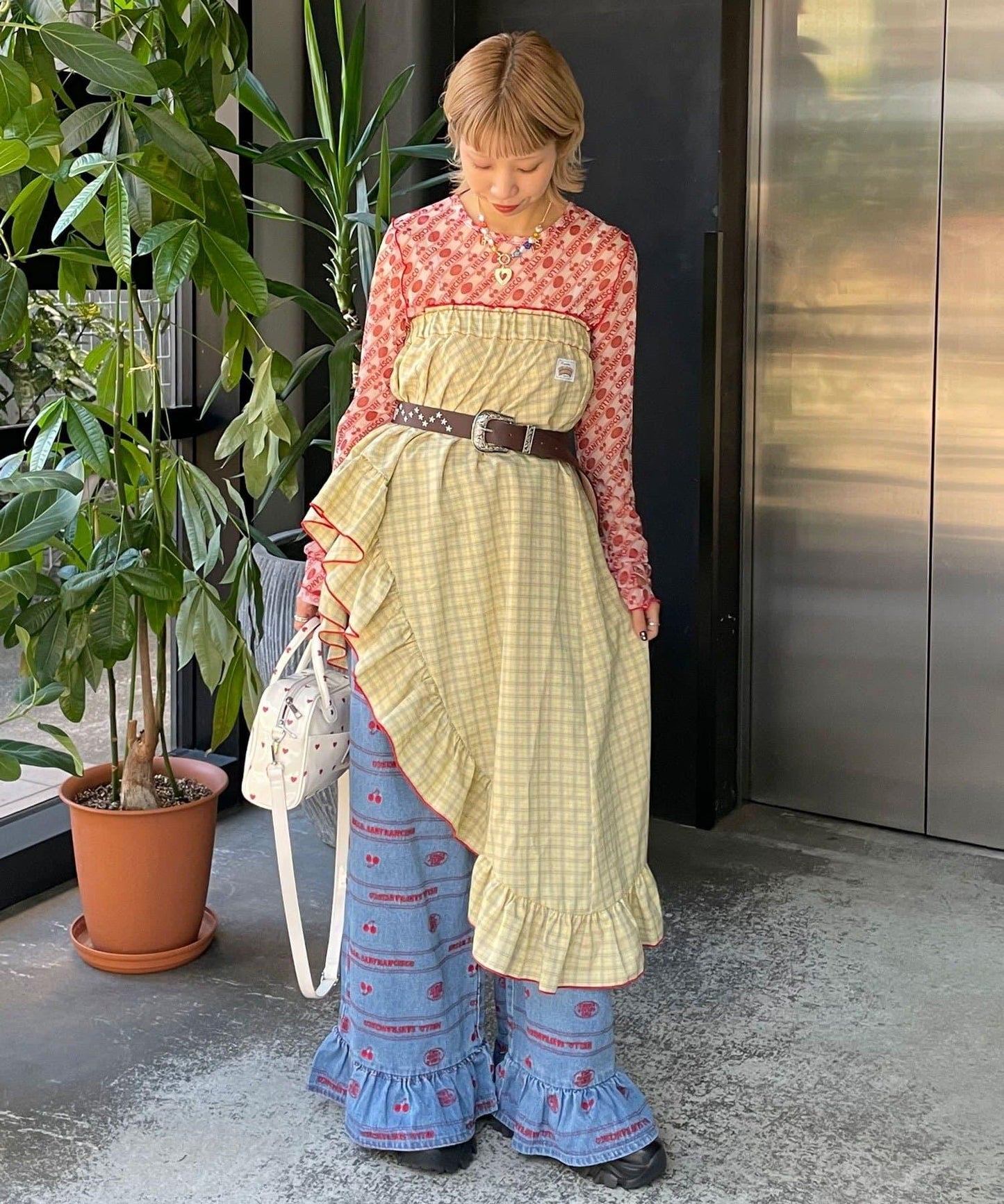 HELLO.SANFRANCISCO 櫻桃圖案 透膚印花 T恤