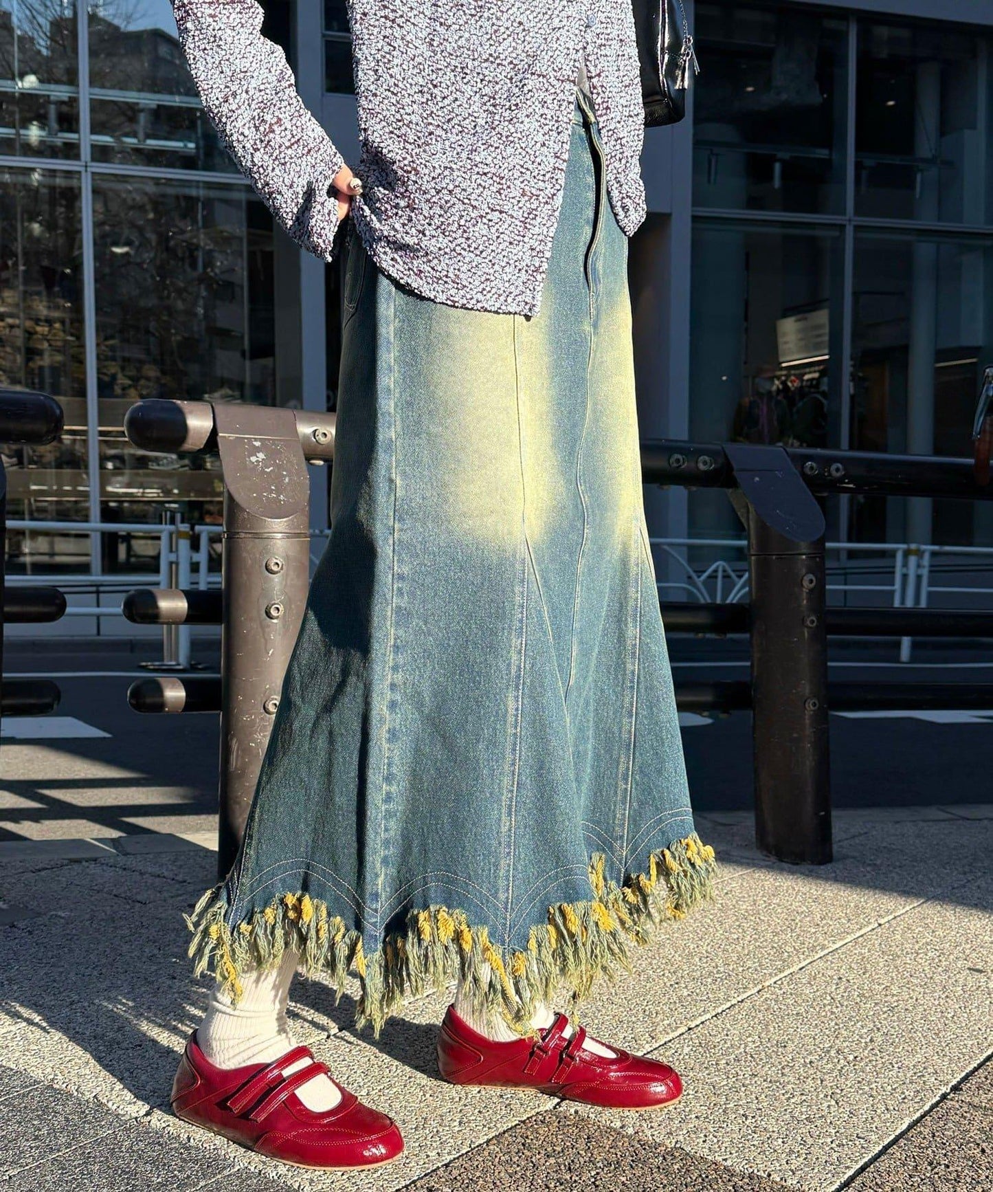 下襬流蘇 美人魚版型 牛仔 半身裙