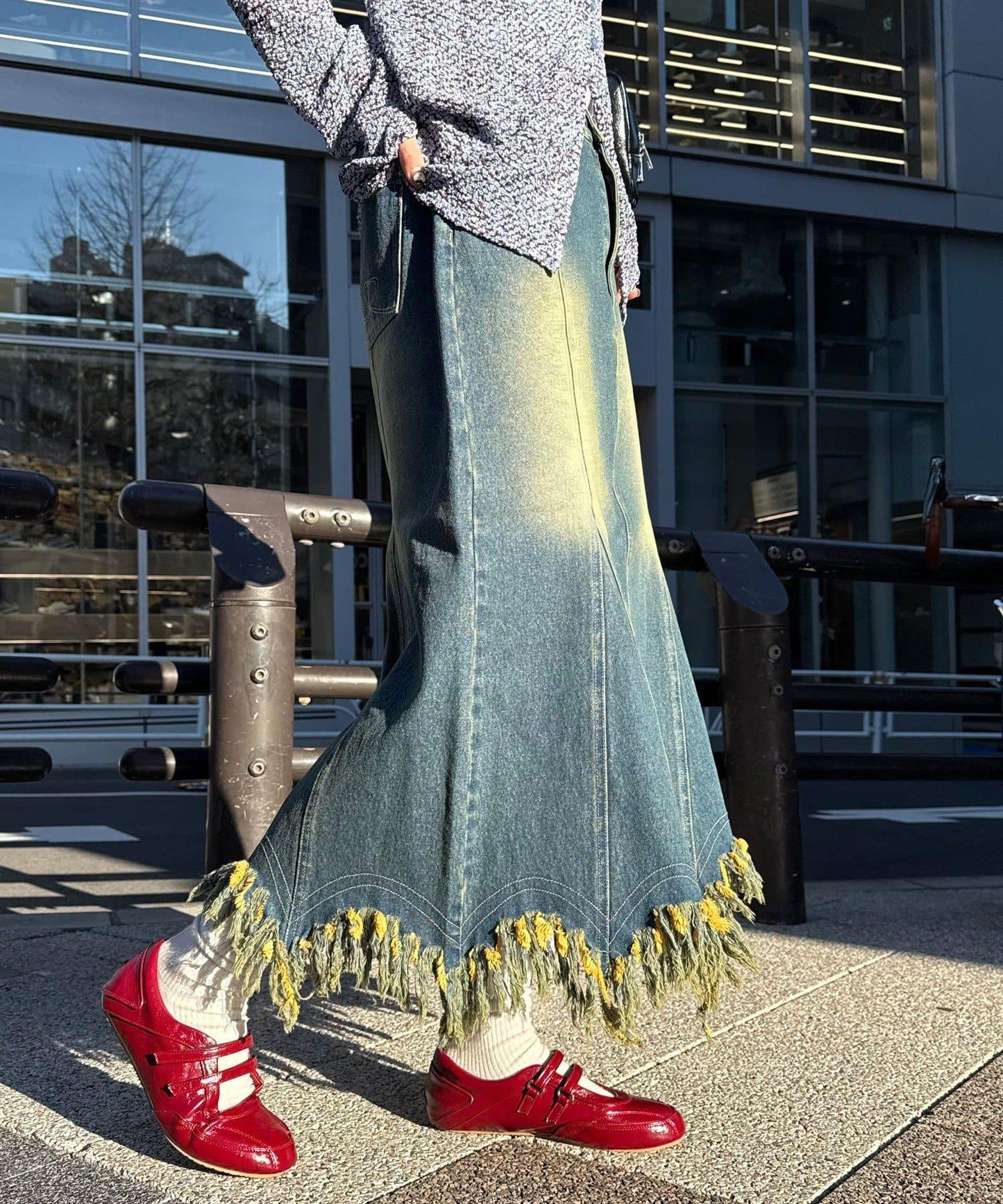 下襬流蘇 美人魚版型 牛仔 半身裙