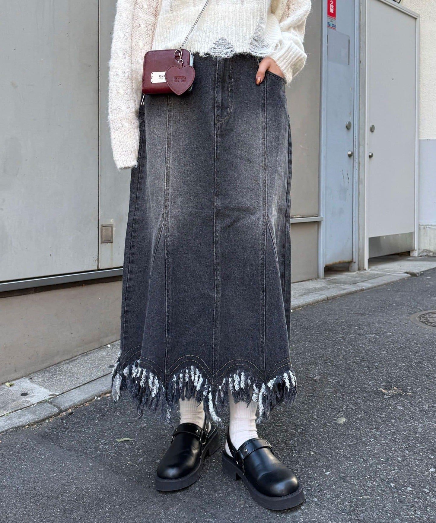 下襬流蘇 美人魚版型 牛仔 半身裙