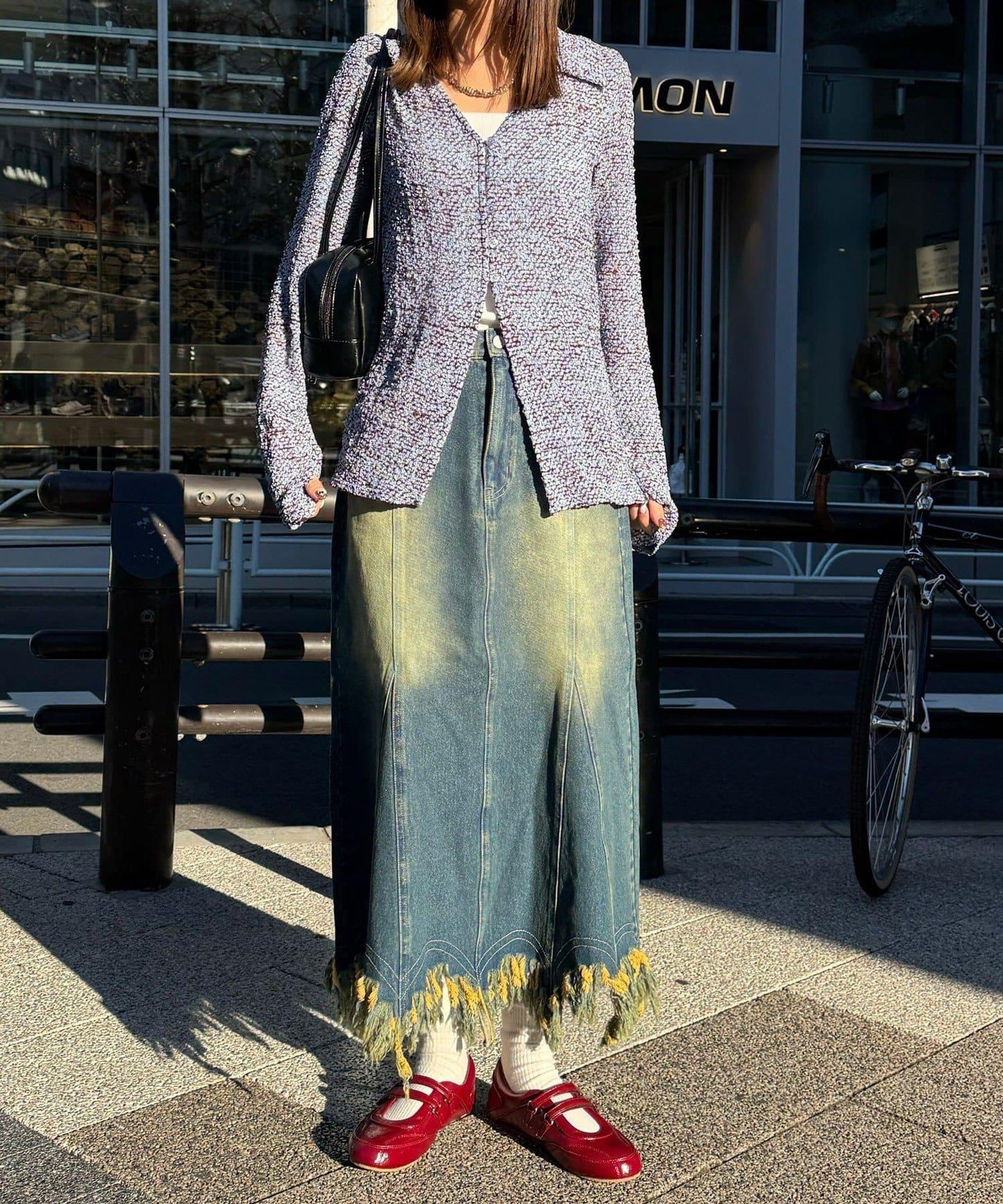 下襬流蘇 美人魚版型 牛仔 半身裙