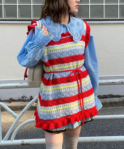 HELLO.SANFRANCISCO 鏤空條紋針織長款上衣