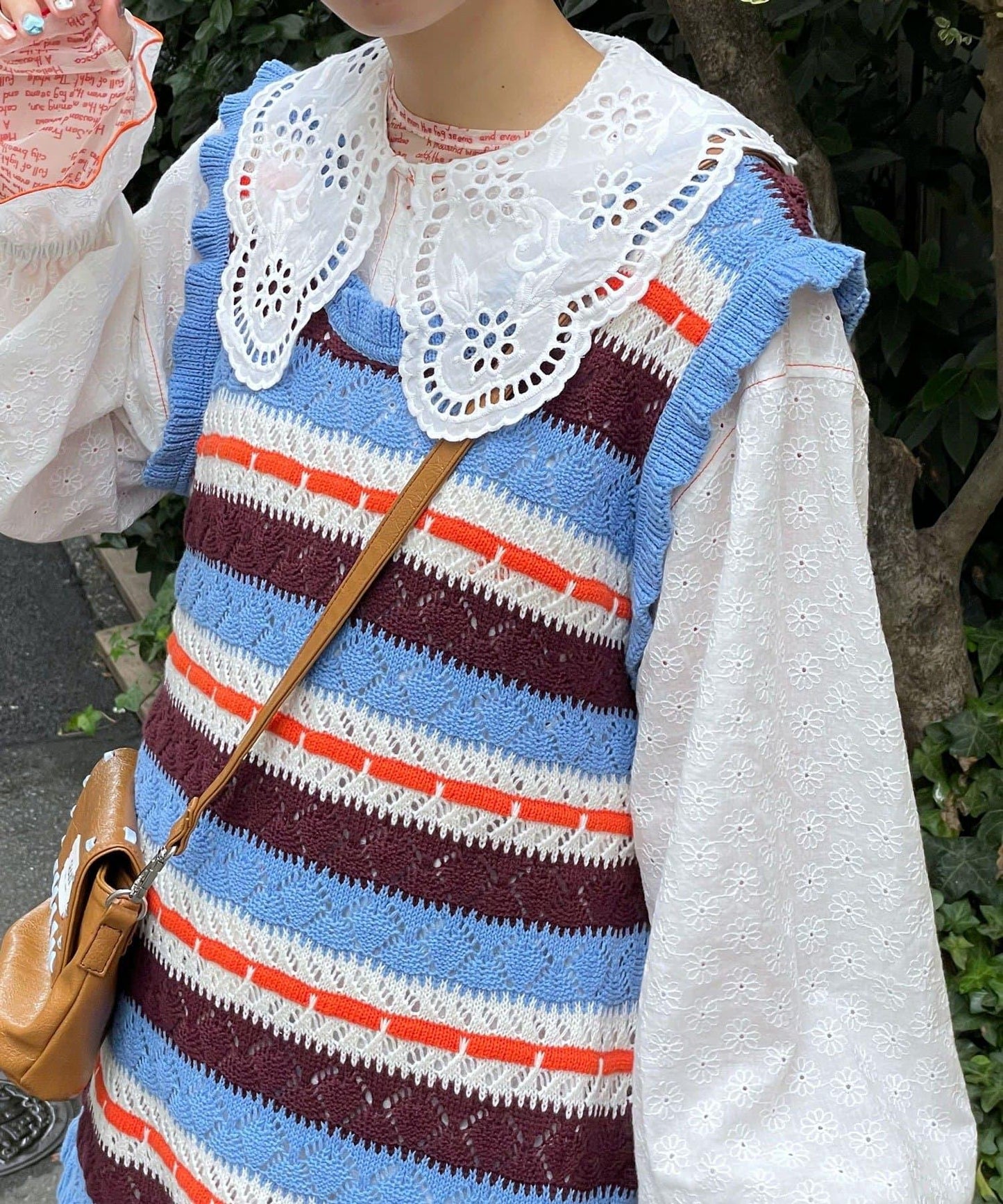 HELLO.SANFRANCISCO 鏤空條紋針織長款上衣