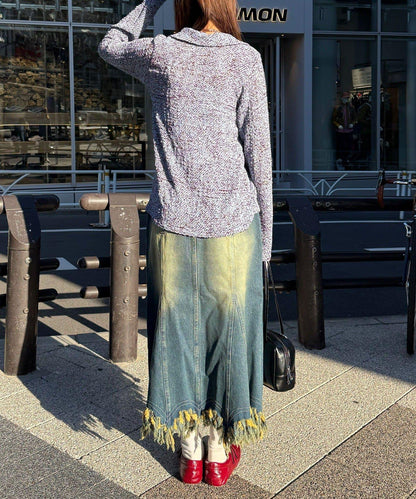 下襬流蘇 美人魚版型 牛仔 半身裙