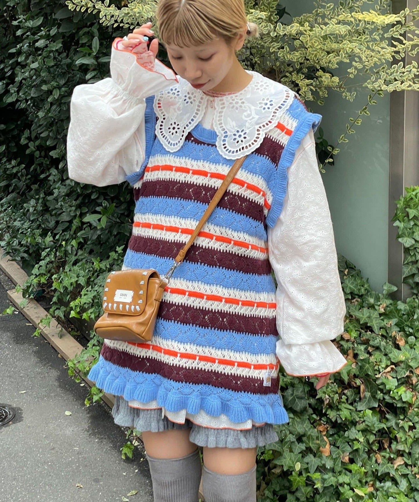 HELLO.SANFRANCISCO 鏤空條紋針織長款上衣