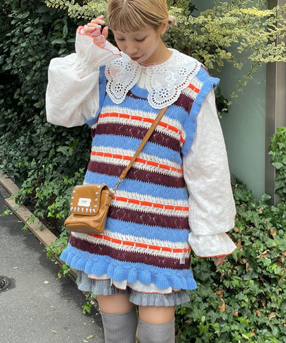 HELLO.SANFRANCISCO 鏤空條紋針織長款上衣