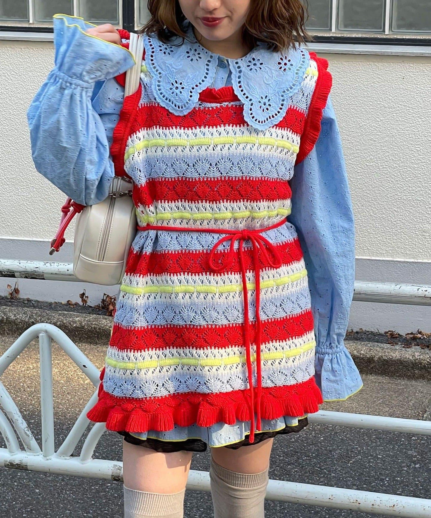 HELLO.SANFRANCISCO 鏤空條紋針織長款上衣