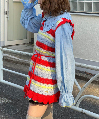 HELLO.SANFRANCISCO 鏤空條紋針織長款上衣