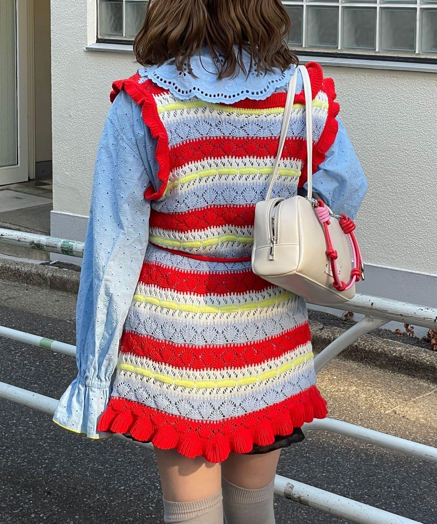 HELLO.SANFRANCISCO 鏤空條紋針織長款上衣