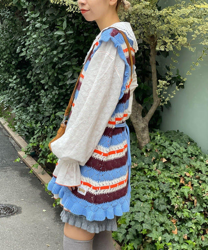 HELLO.SANFRANCISCO 鏤空條紋針織長款上衣