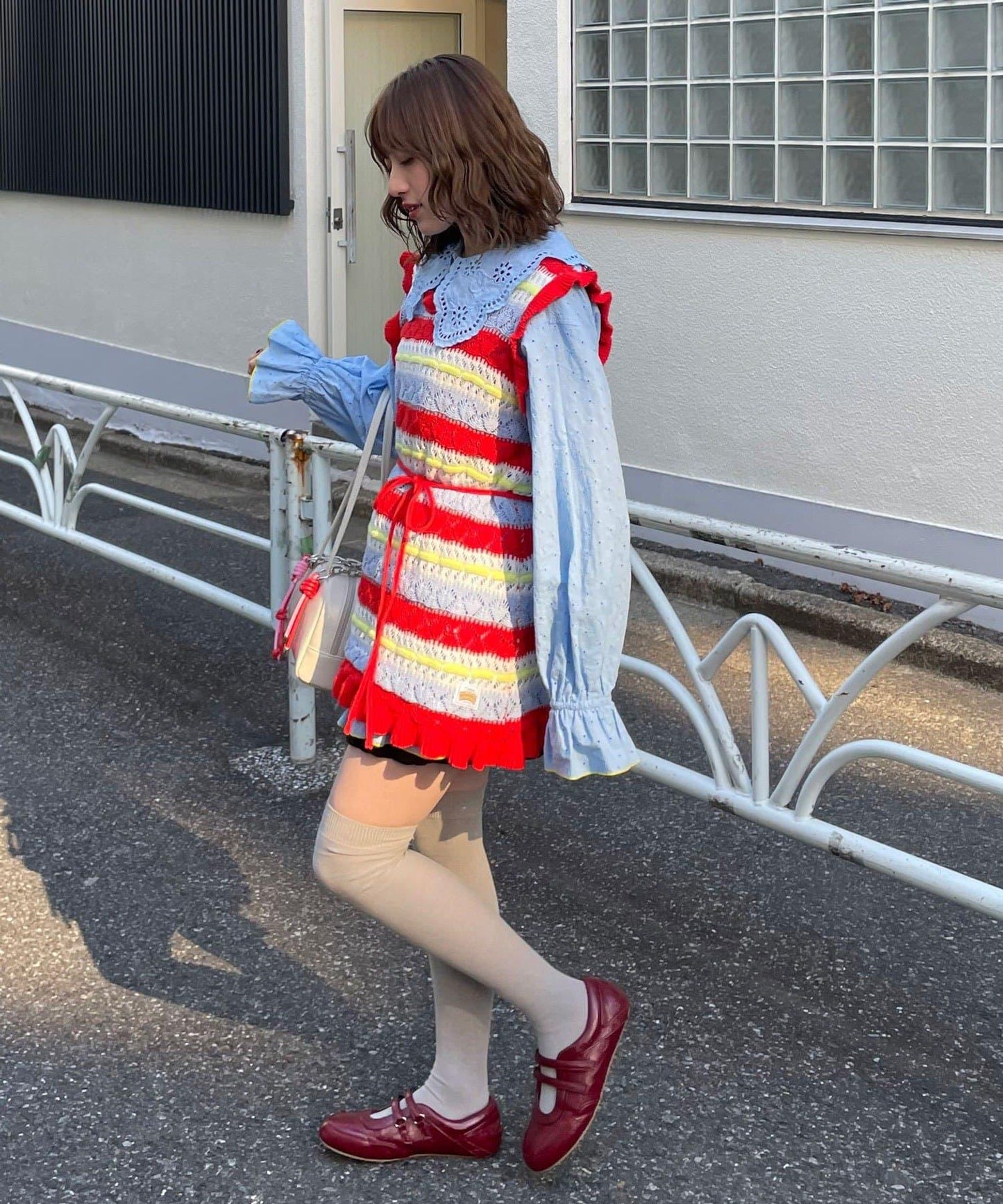 HELLO.SANFRANCISCO 鏤空條紋針織長款上衣