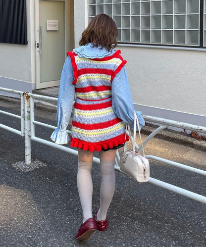 HELLO.SANFRANCISCO 鏤空條紋針織長款上衣