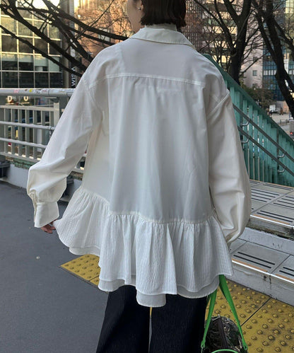 帶領帶 層疊設計 罩衫襯衫連衣裙