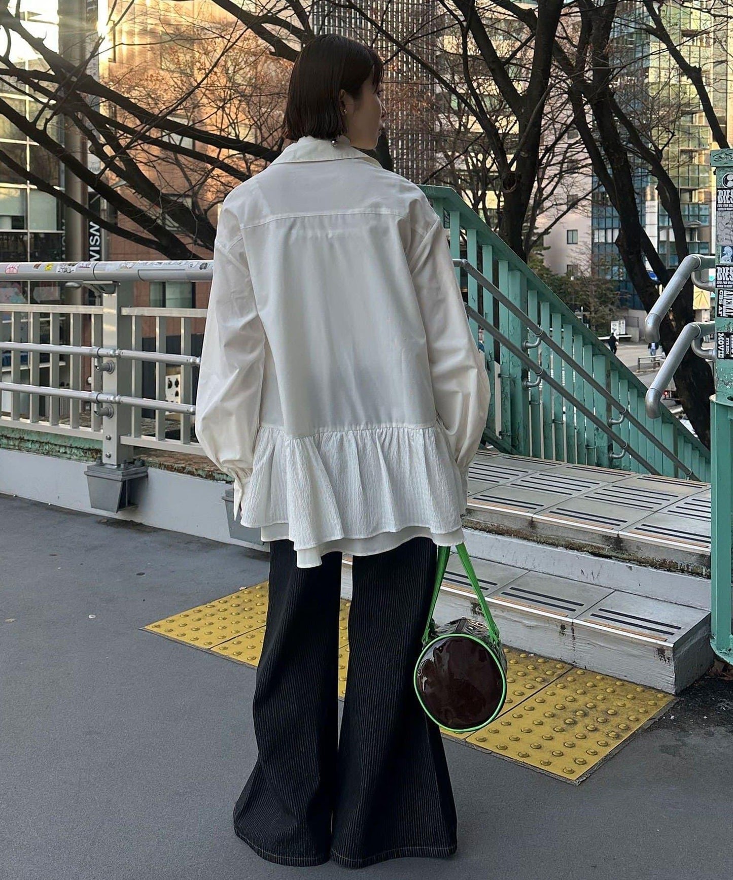 帶領帶 層疊設計 罩衫襯衫連衣裙