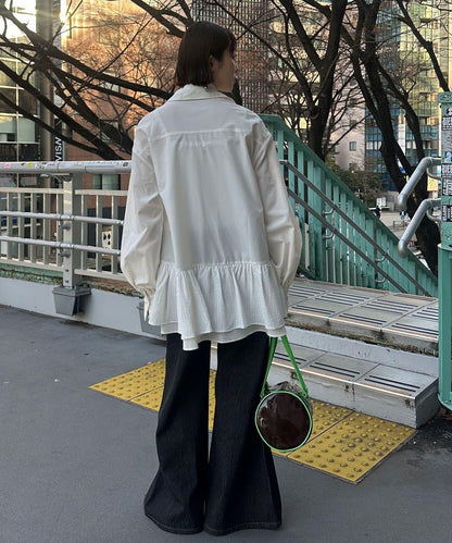 帶領帶 層疊設計 罩衫襯衫連衣裙