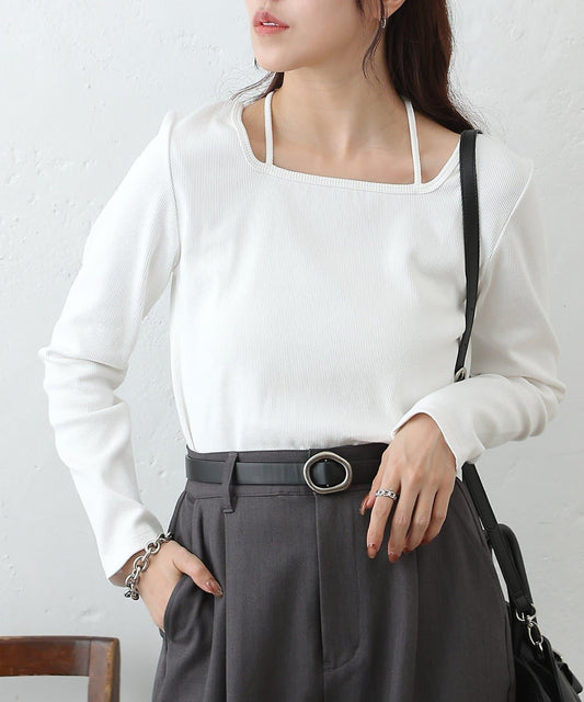 疊穿風羅紋套頭衫