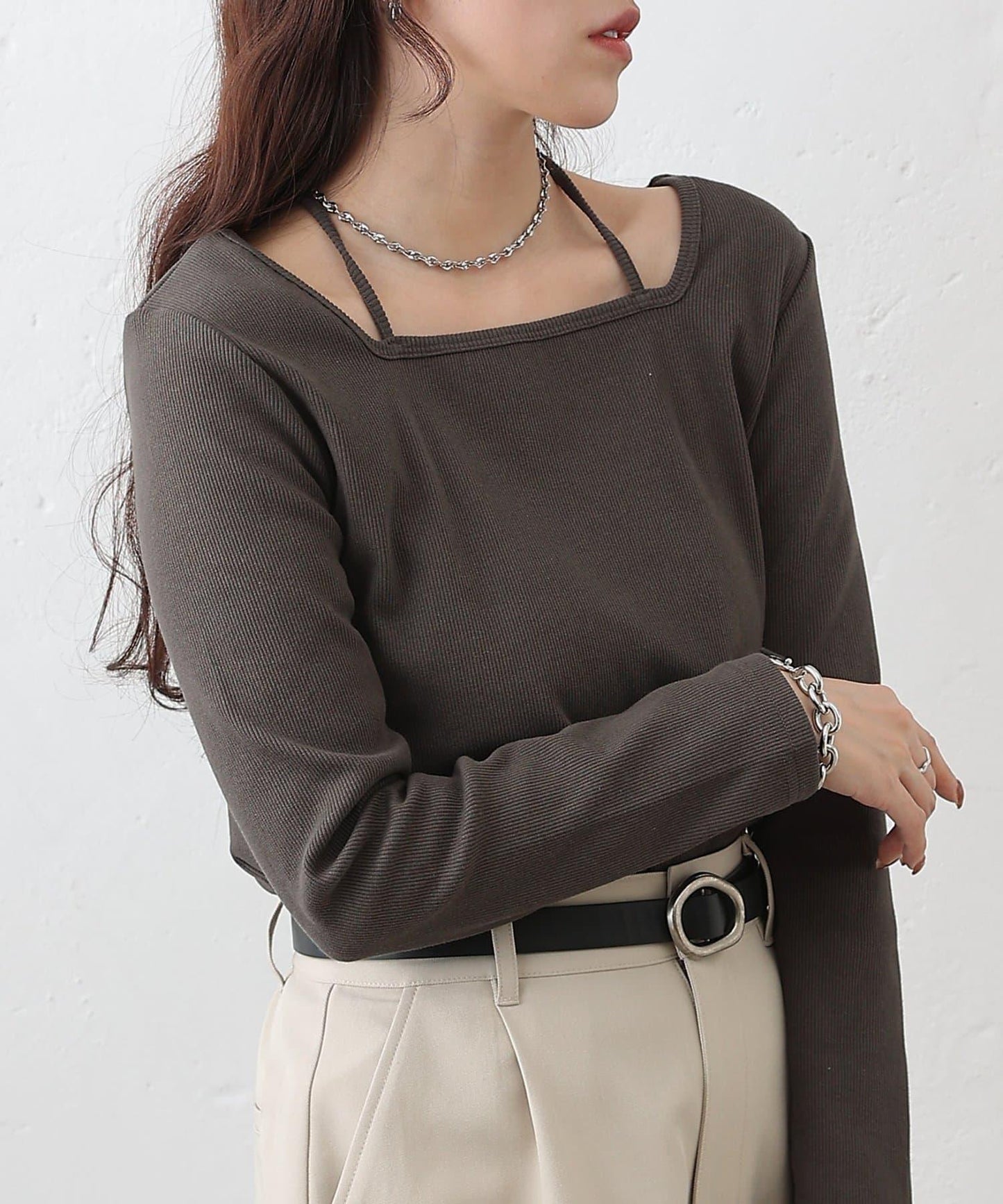 疊穿風羅紋套頭衫