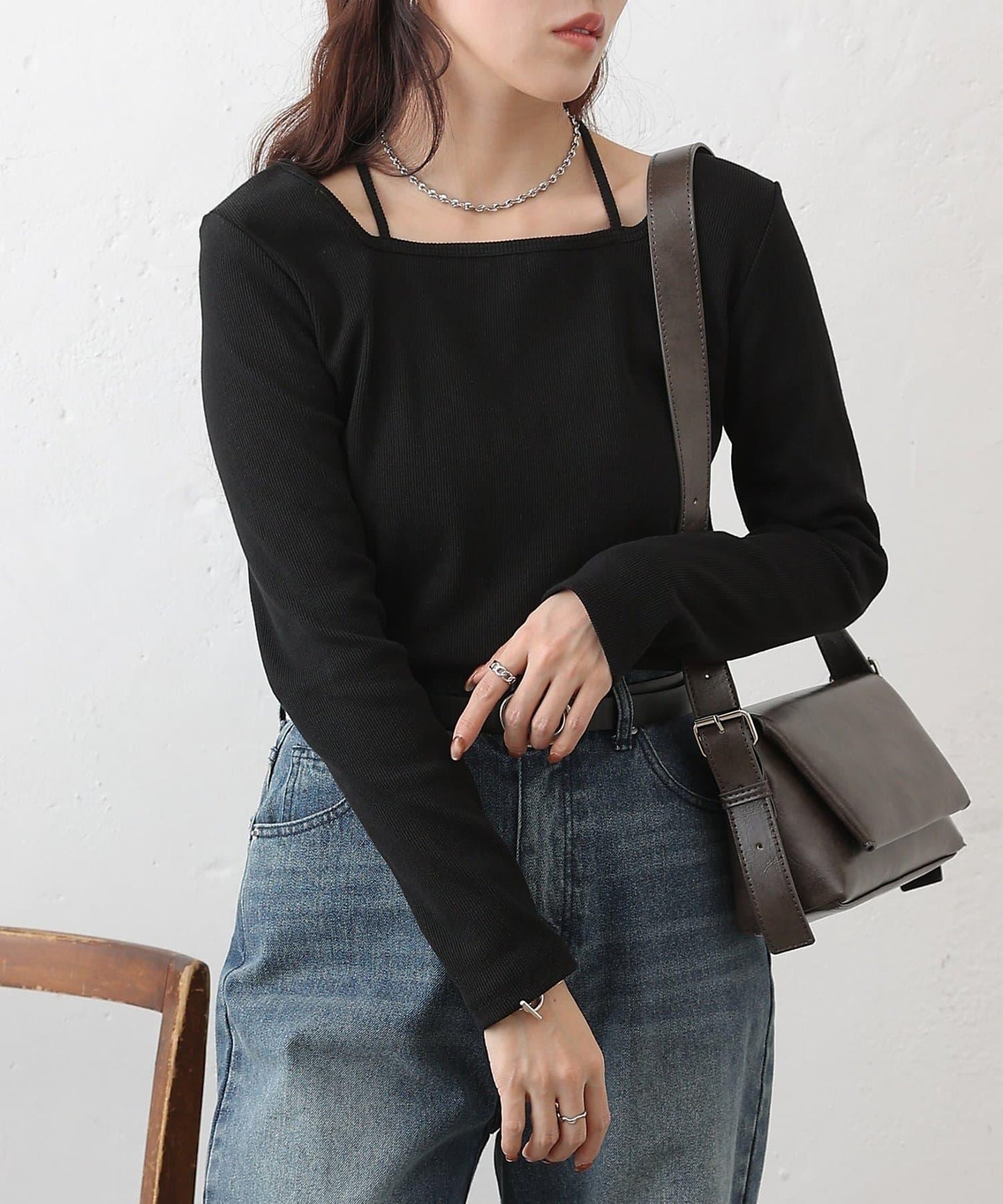 疊穿風羅紋套頭衫