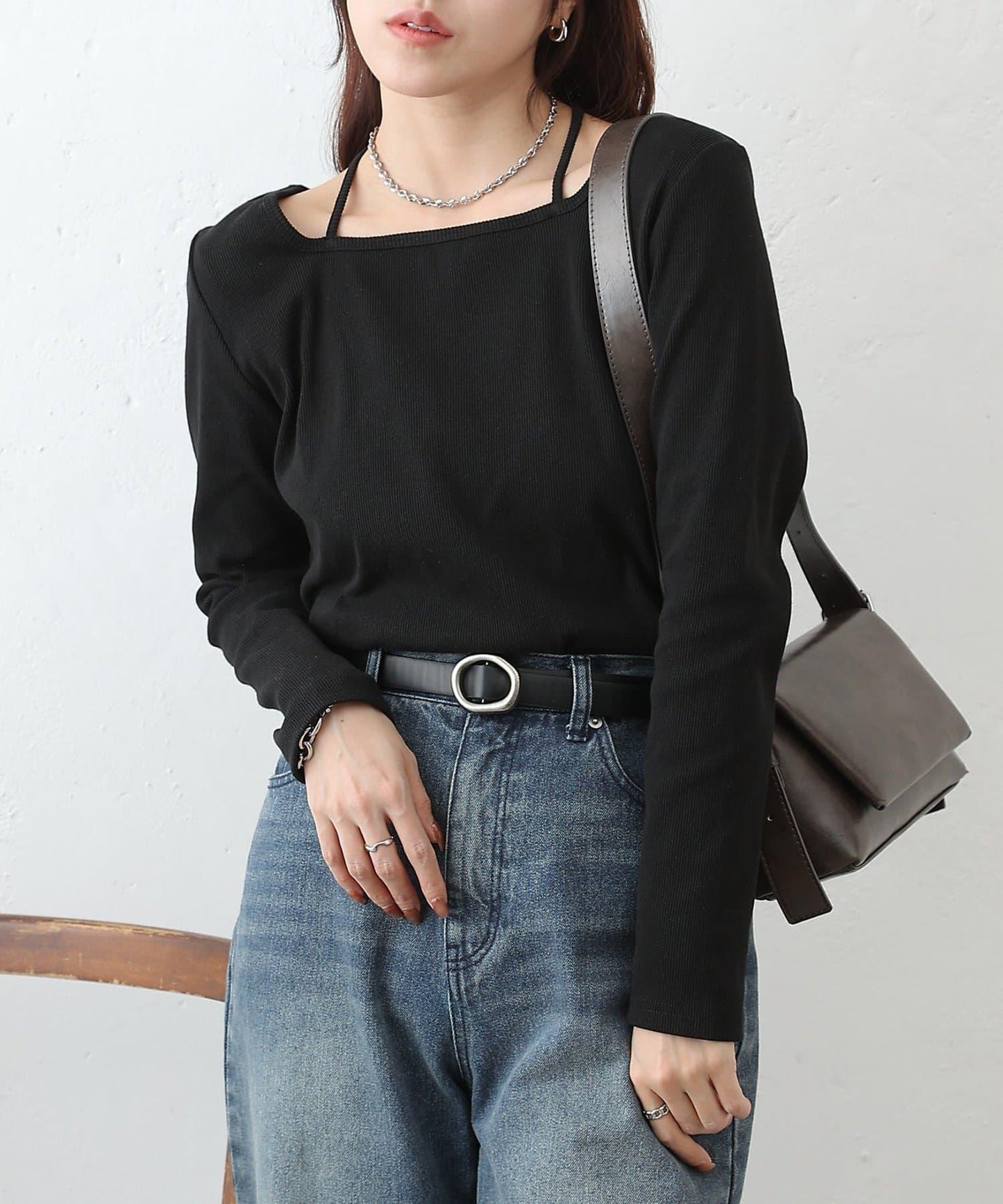 疊穿風羅紋套頭衫