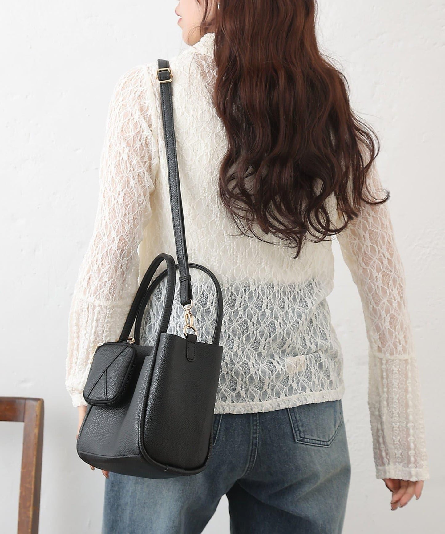 蕾絲拼接 前門襟排扣 針織開衫