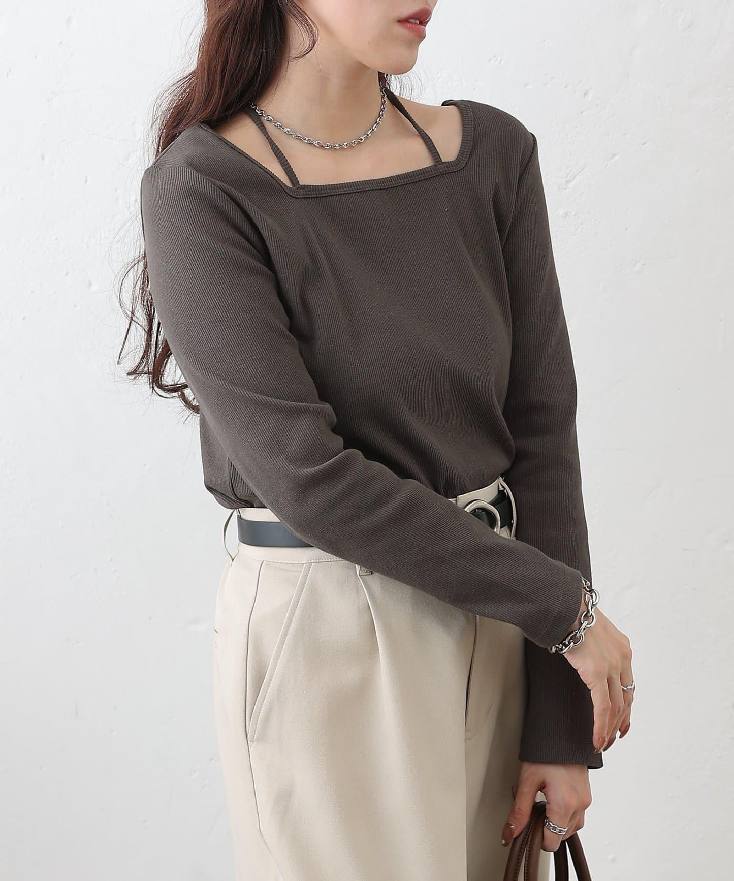 疊穿風羅紋套頭衫