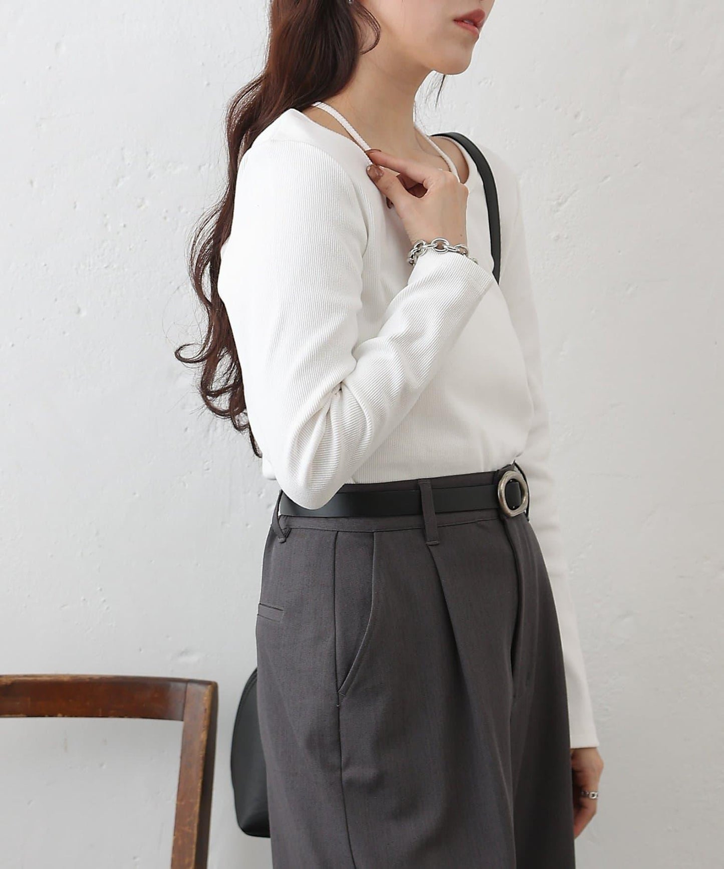 疊穿風羅紋套頭衫