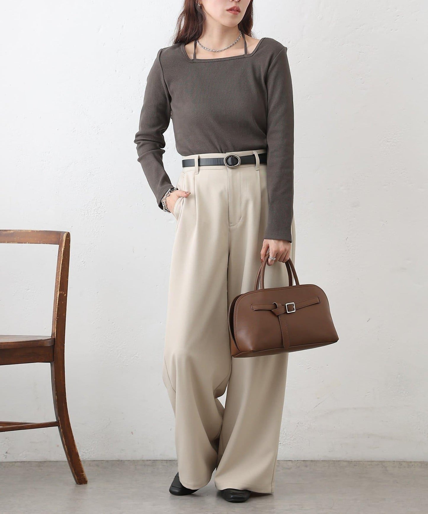 疊穿風羅紋套頭衫