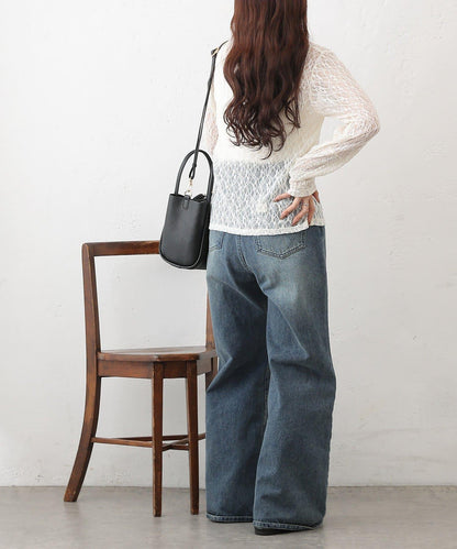 蕾絲拼接 前門襟排扣 針織開衫