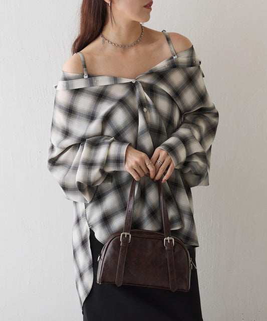 格子 2WAY設計 襯衫