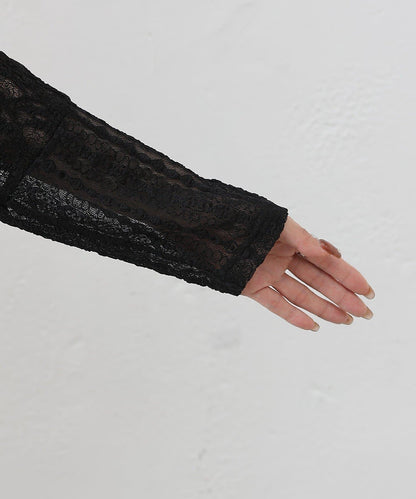 蕾絲拼接 前門襟排扣 針織開衫