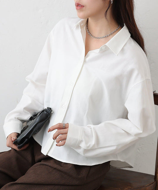 牛津紡 寬鬆 短款襯衫