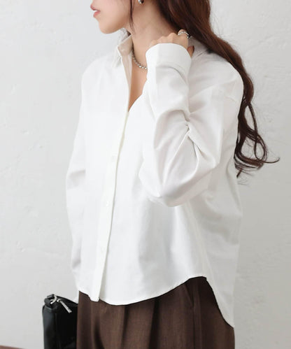 牛津紡 寬鬆 短款襯衫