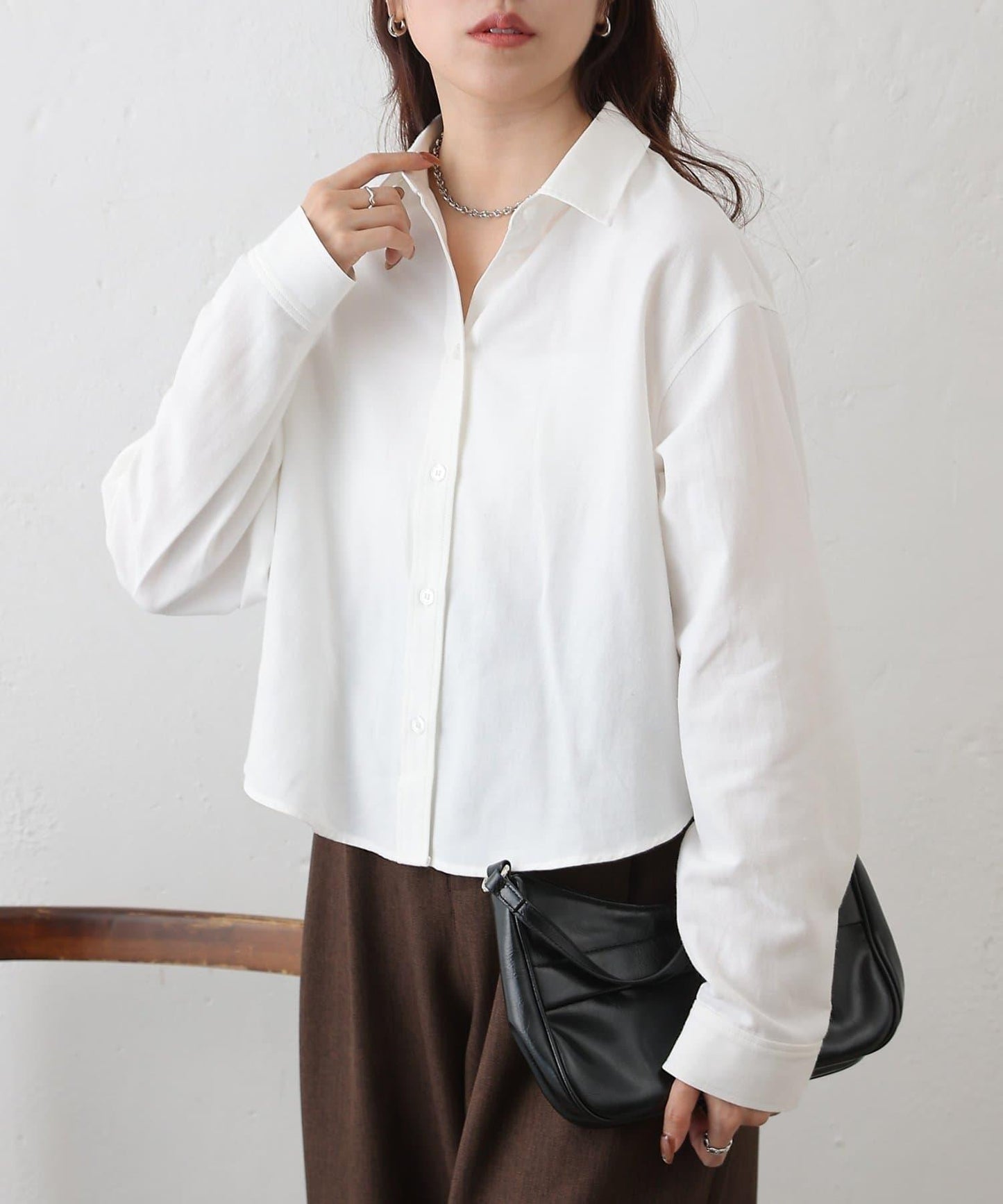 牛津紡 寬鬆 短款襯衫