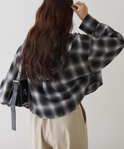 格紋連帽短款襯衫