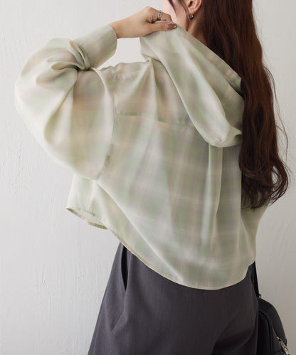 格紋連帽短款襯衫