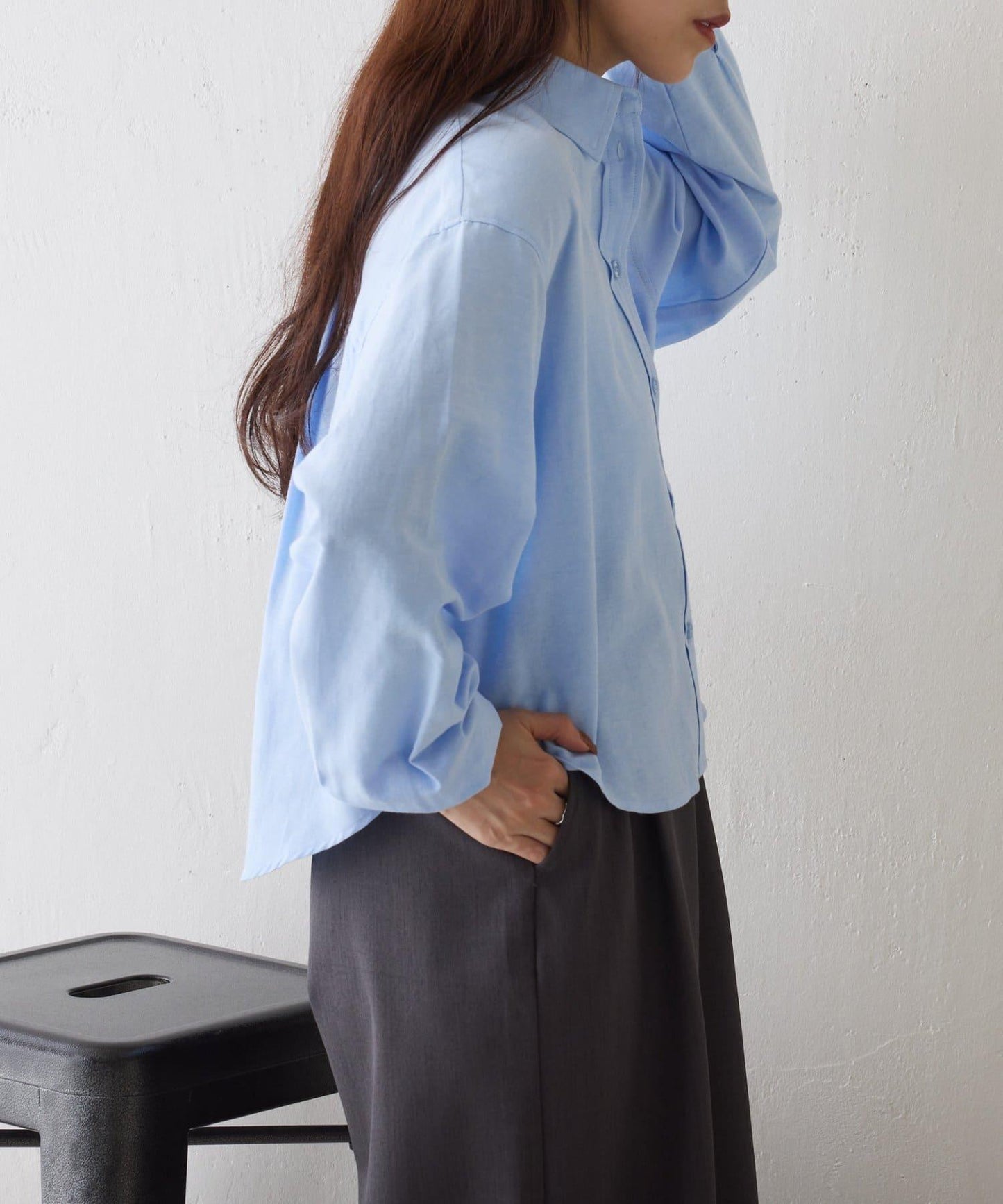 牛津紡 寬鬆 短款襯衫