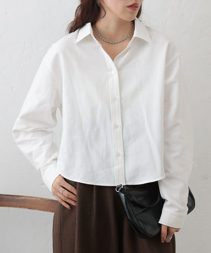 牛津紡 寬鬆 短款襯衫