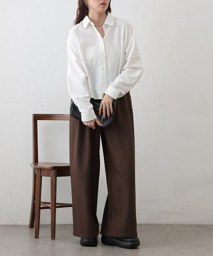 牛津紡 寬鬆 短款襯衫