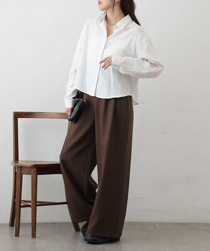 牛津紡 寬鬆 短款襯衫