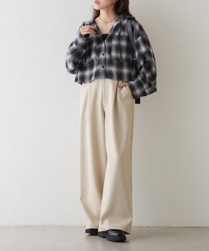 格紋連帽短款襯衫