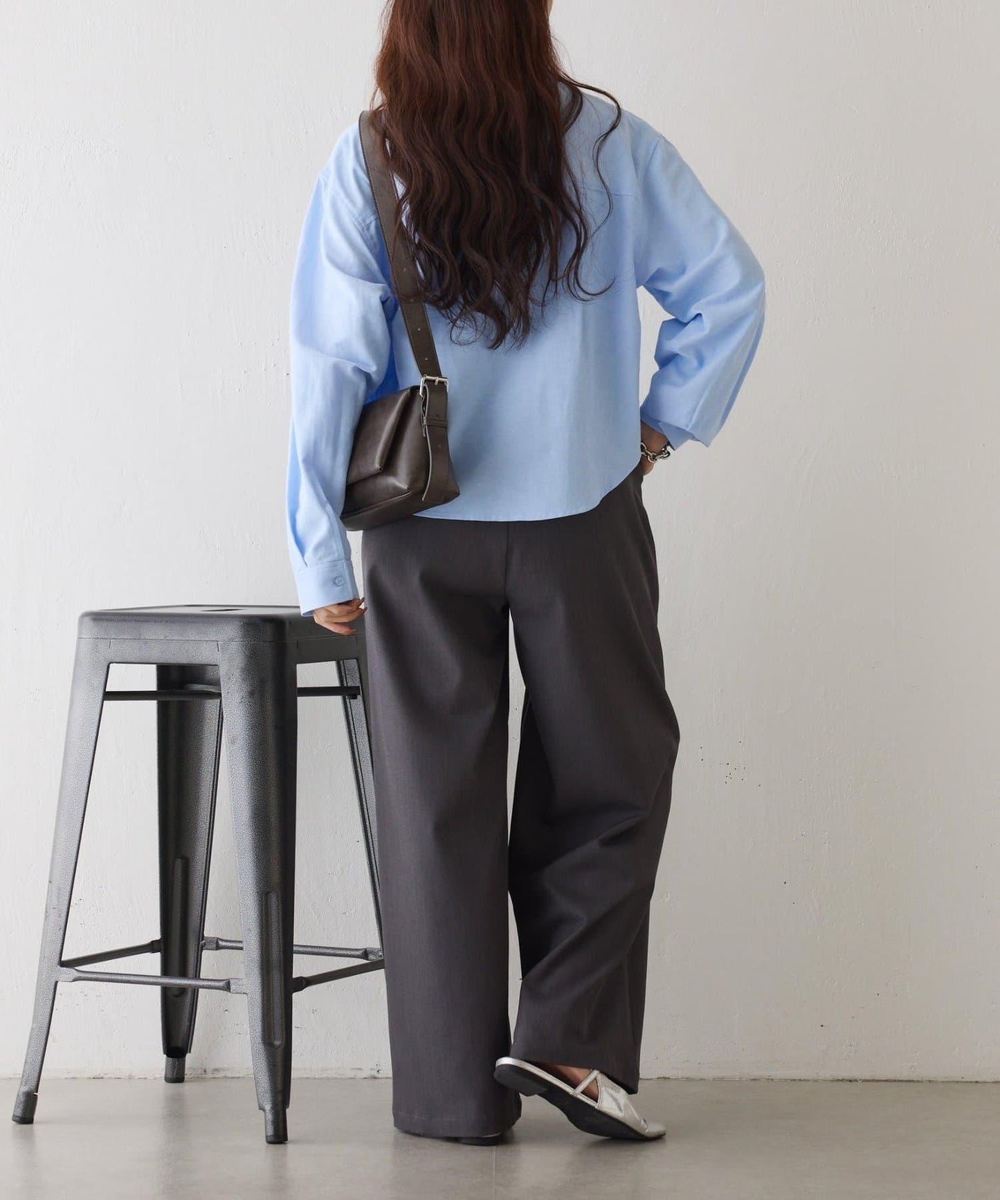 牛津紡 寬鬆 短款襯衫