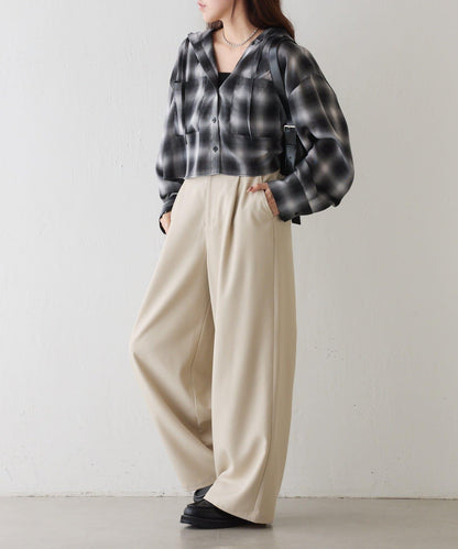 格紋連帽短款襯衫