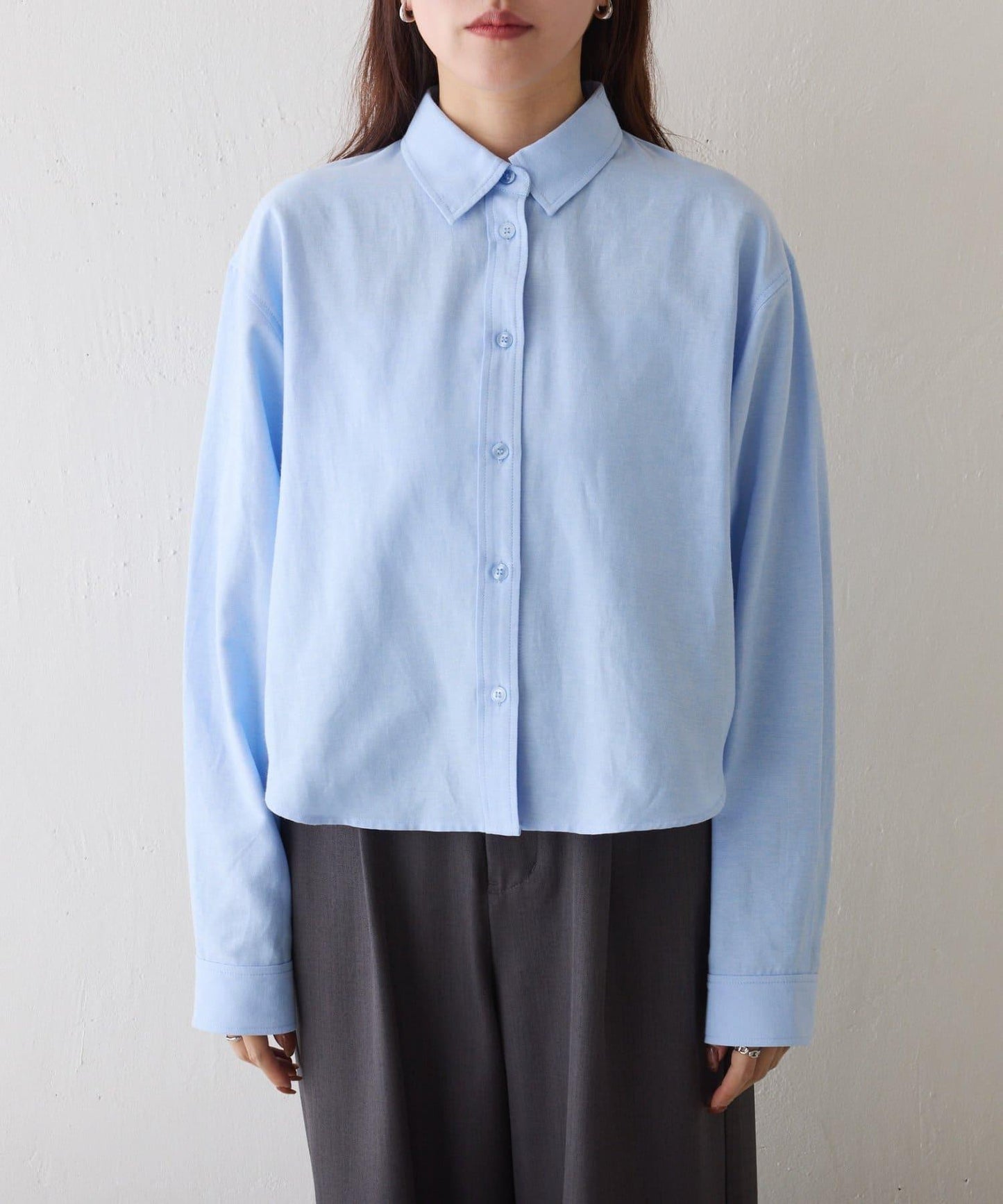 牛津紡 寬鬆 短款襯衫