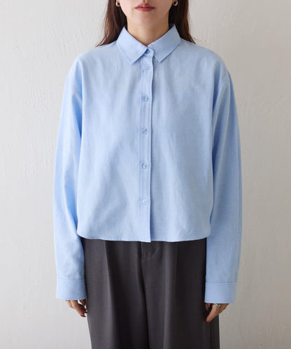 牛津紡 寬鬆 短款襯衫