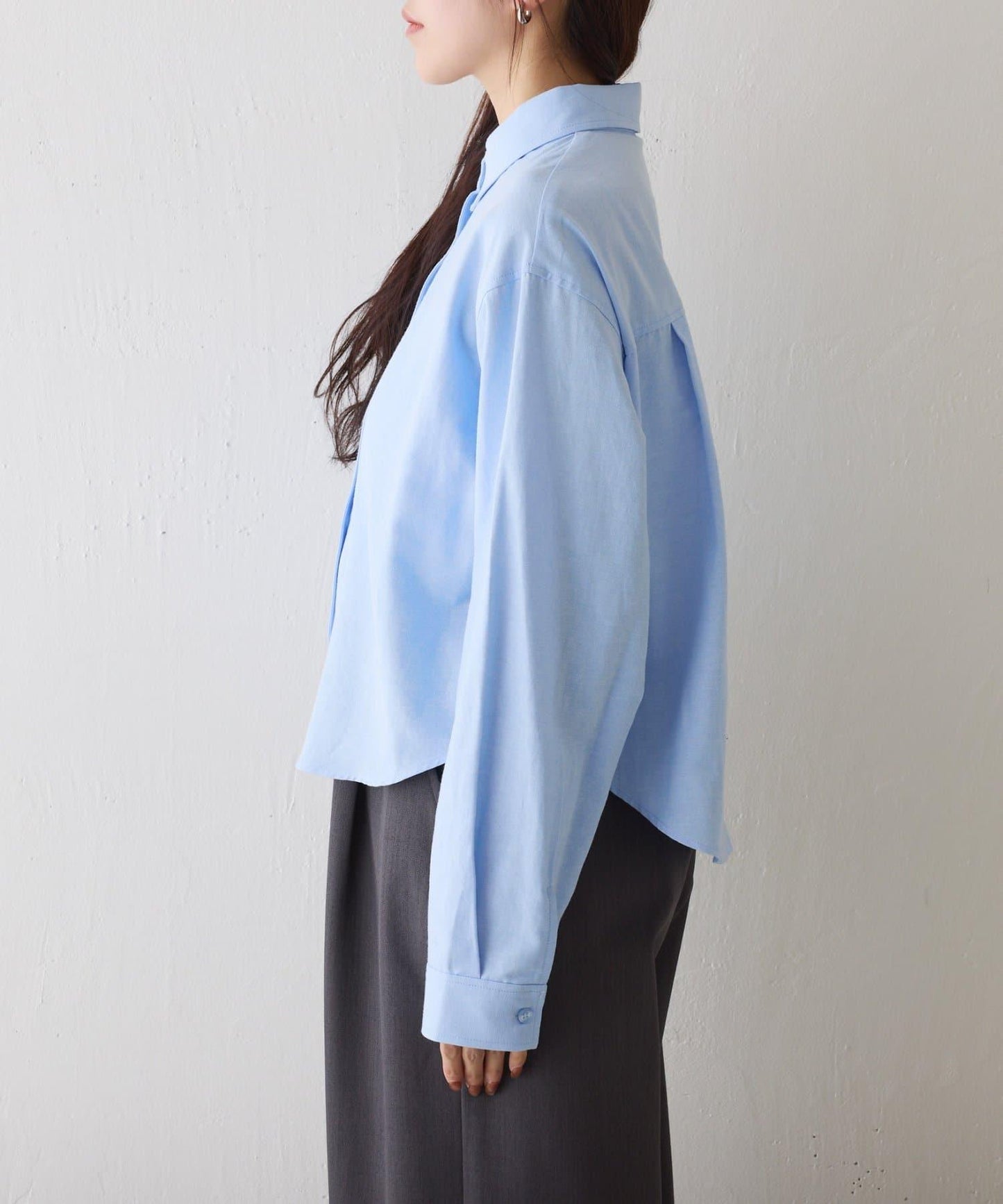 牛津紡 寬鬆 短款襯衫