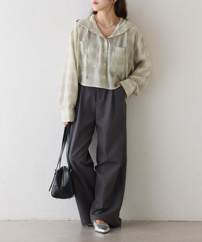 格紋連帽短款襯衫