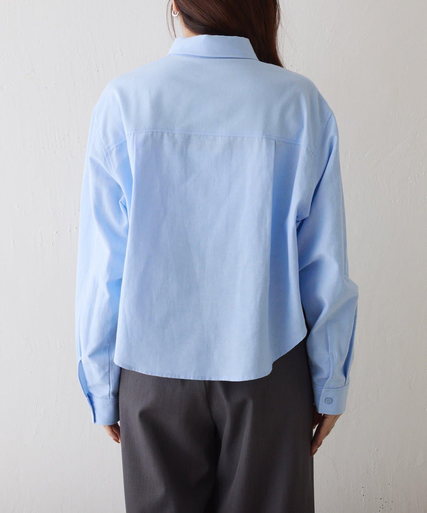 牛津紡 寬鬆 短款襯衫