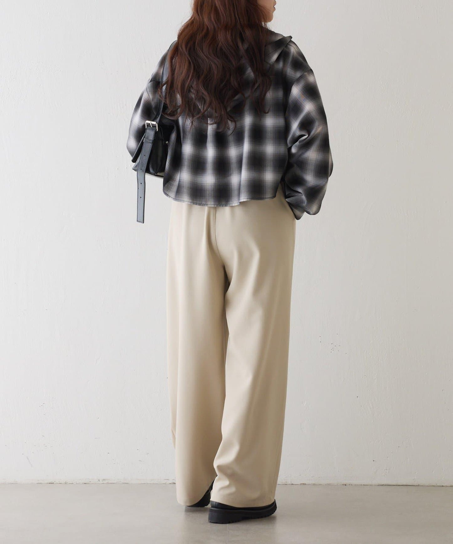 格紋連帽短款襯衫