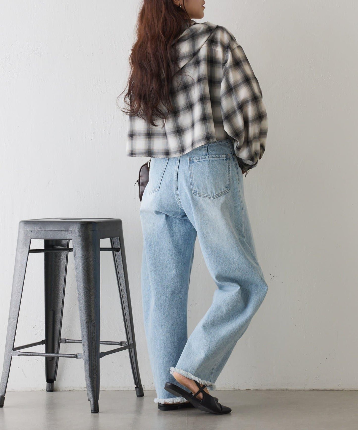 格紋連帽短款襯衫